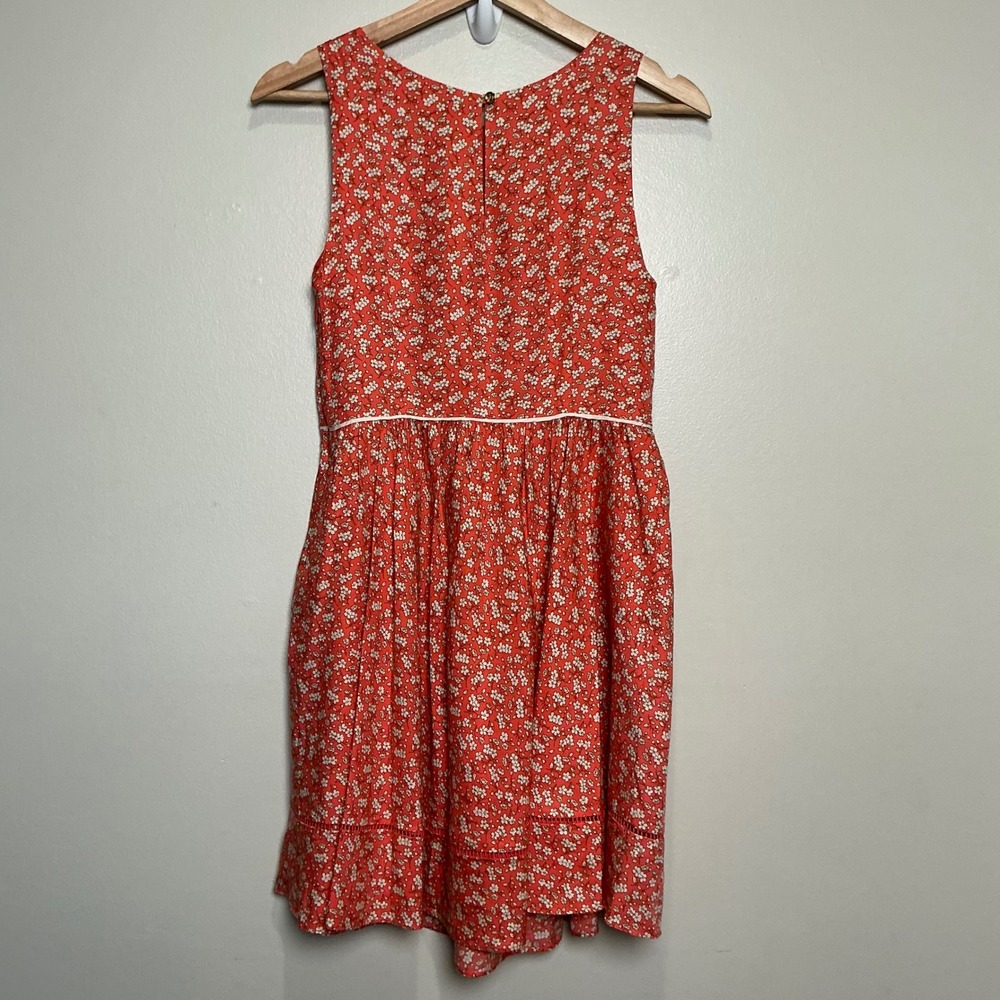 Juicy Couture Y2K Silk Dress Fit & Flare 4 Coral Ditsy Floral - Picture 4 of 7